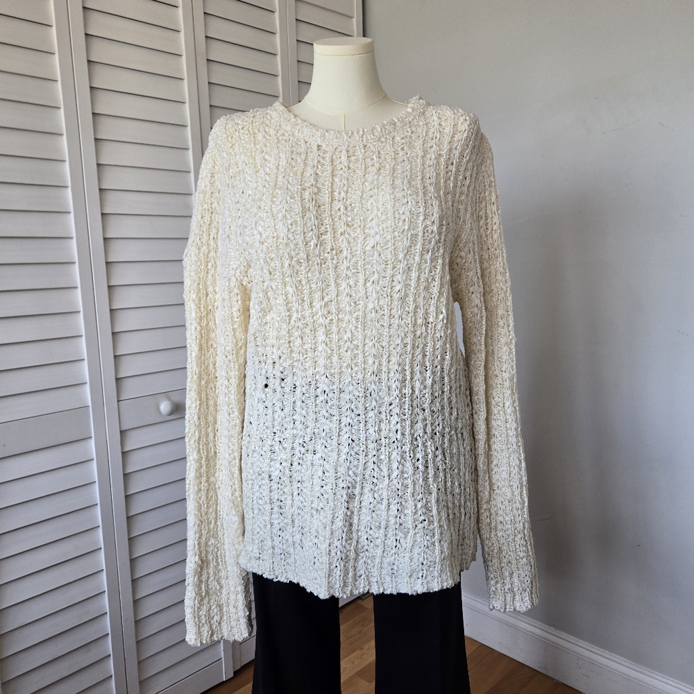 Collusion Ivory Knit Tunic Sweater Women 2XL Fisherman Coastal Grandma Lagenlook